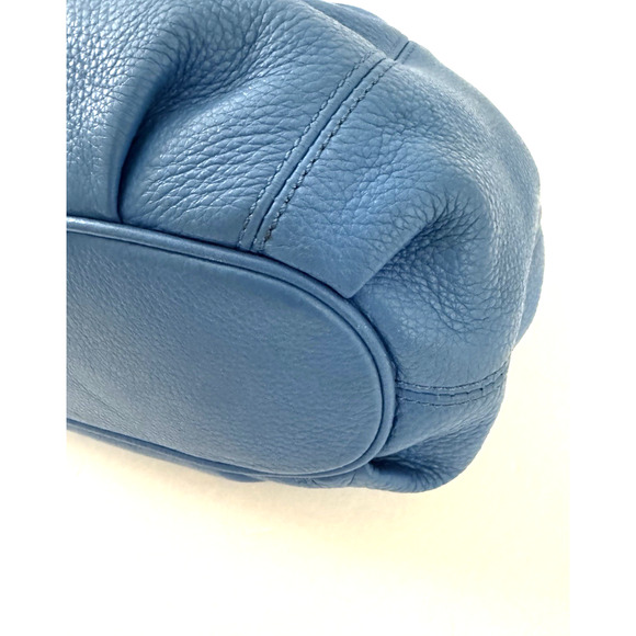 Michael Kors East-West Ring Tote Shoulder Bag Blue Pebbled Leather Tassel MK Tag - Picture 6 of 16